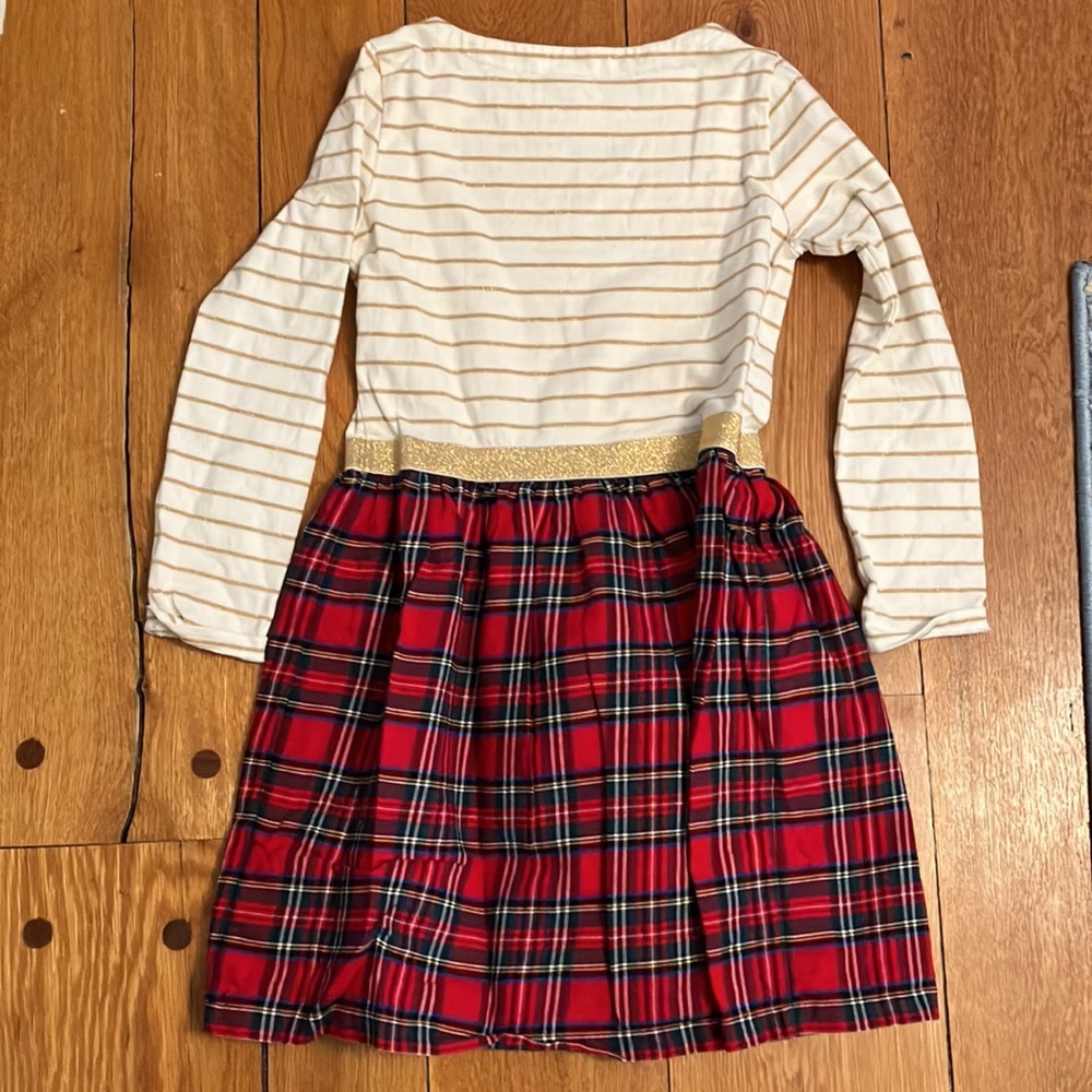 J Crew Crewcuts Red Plaid Gold Dress 8 - Picture 4 of 4